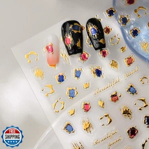 Unregelmäßiger Rahmen Nagelsticker Gold Nail Art Aufkleber 5D geprägt Metallic Stick - Bild 1 von 5