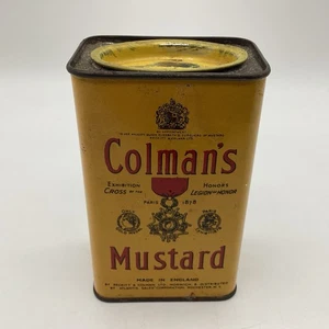 Vintage Colman's Mustard All Metal Tin 1/4 LB AVD Bull's Head Made In England - Picture 1 of 8