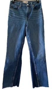 Everlane The Cheeky Bootcut Contrast Crop Blue Jeans Raw Hem Two Tone Size 27 - Picture 1 of 11