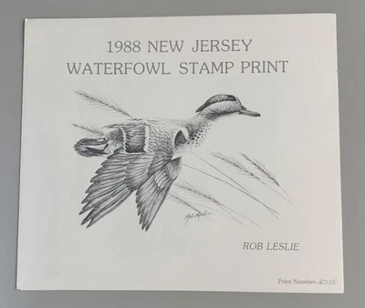 1988 New Jersey State Waterfowl Duck Stamps & Print by Rob Leslie - Image 1 of 4