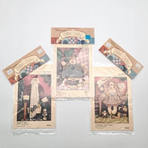 3 UNCUT Vintage 1992 Button Babies by Cheri Doll Patterns - Santa, Molly, Angel - Picture 1 of 7