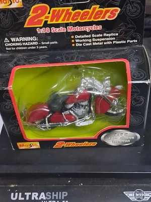 1996 Maisto 2-Wheelers  RED INDIAN CHIEF  1/18 Scale Motorcycle Diecast #31300 - Image 1 of 3
