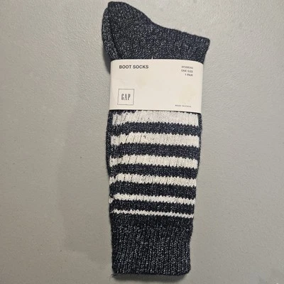 Calcetines bota Gap para mujer talla única rayas blancas azul marino nuevos Foto 1 de 4
