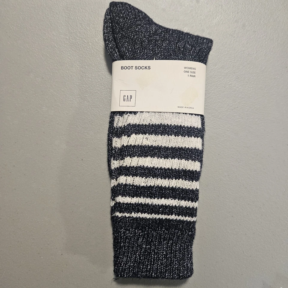 Calcetines bota Gap para mujer talla única rayas blancas azul marino nuevos Foto 1 de 4