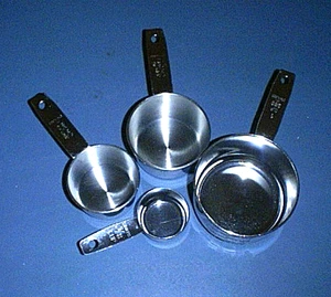 Stainless Steel Measuring Cups 1/8, 1/3, 1/2, & 1 Cup with Markings up to 200 ml - Picture 1 of 4