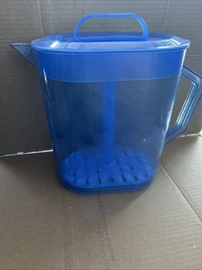 Jarra de agitación rápida Pampered Chef Family tamaño 1 galón diseño a cuadros azul rara - Imagen 1 de 4