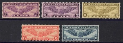 US Scott C12/C24 Mix of 5 Different Winged Globe Airmails MNH cm195 - Image 1 of 3