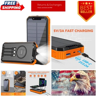 49800mAh Solar Wireless Charger Power Bank - Fast Charging & Multiple Devices - Image 1 of 4