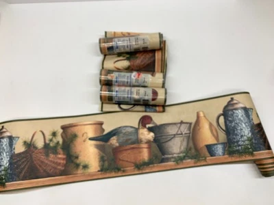 3 cestas Country Design Crocks Ducks borde vinilo prepasado 5YDS cada rollo Foto 1 de 4