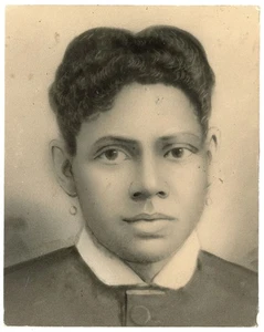LARGE ANTIQUE CHARCOAL PHOTO BLACK WOMAN ADA FOX & ADDRESS FOR SLEUTHING - Picture 1 of 2