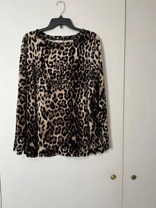 White Stag XL/1X Leopard Print Long Sleeve Top - Picture 1 of 4