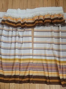 Vintage 70er Jahre gestreift orange braun Sonnenuntergang gestreift Cafe Vorhang Volant Set  - Bild 1 von 9
