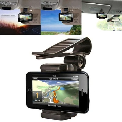 Car Mount For Universal Mobile Cellphone Sun Visor 360° Rotation Clip Holder - Image 1 of 4