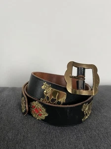 Vintage Etro Style Leder Kühe Ethno Gürtel Swiss Made - Bild 1 von 18