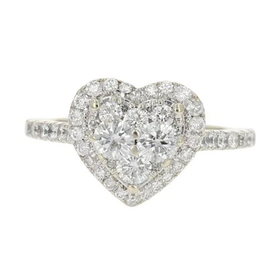 .73ctw Round Diamond Heart Shaped Cluster Engagement Ring 14k White Gold Size 6 - Image 1 of 4