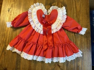 Vintage Miniworld Baby Mädchen Rüschen Festzug Kleid rot Spitze Größe 3T - Bild 1 von 9