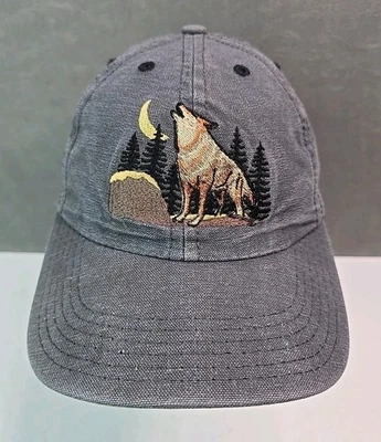 罕见世界野生动物基金会帽子皮革表带背面嚎叫狼韦尔奇帽子 — 第 1/4 张图片