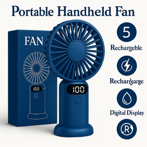 Portable Hand-held Fan Mini Folding Desk Fan Cooler Cooling USB Rechargeable UK - Picture 1 of 18