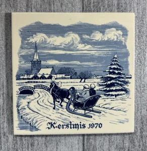 1970 Delfts Blue and White 6” Christmas Kerstmis Tile - Made In Holland - Picture 1 of 2