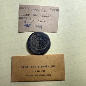 Mexico Token Copper Pablo Mills Uniface Rare Copper Look - Picture 1 of 11