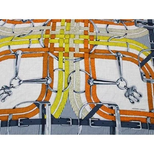 HERMES Carre 140 MORS ET GOURMETTES Cashmere Silk Scarf Shawl Multicolor Used - Picture 1 of 7