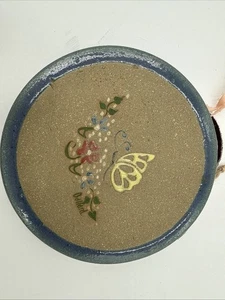 Signed Vtg Art Tile Trivet Ceramic Butterfly Floral Wall Picture Danty Trivet 6" - Picture 1 of 4