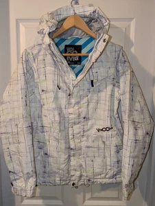 Volcom isolierte Ski Snowboard Jacke Damen Small weiß Splatter durchgehender Reißverschluss - Bild 1 von 10