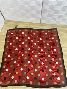 Vintage 1980s ECHO 20” Square Silk Scarf Red With Black White Polka Dots - Picture 1 of 7