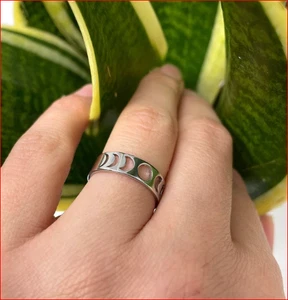925 Sterling Silver Band Ring Solid Handmade Half Moon Design Ring MD0005 - Picture 1 of 2