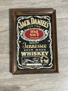 Vintage Jack Daniels Old Time No. 7 Glass Sign With Wood Frame 20x14" - Picture 1 of 10