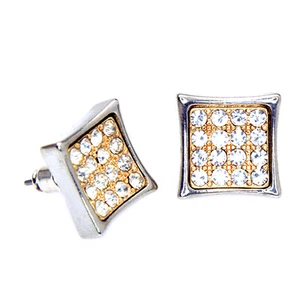 Hip Hop Men's 12 mm Square Push Back Stud Earrings TE 502 GS - Picture 1 of 3