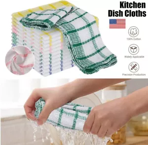 8× Cotton Kitchen Dish Cloths Super Cleaning Absorbency Towel Washing Rags USA - Picture 1 of 14