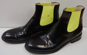 Christopher Kane Fluoro Black & Yellow Polished Leather Chelsea Boots UK8 EU41 - Bild 1 von 8