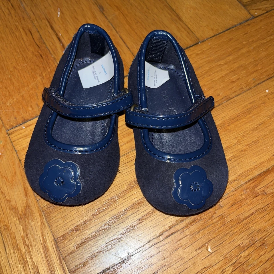 Baby Gap Infantil Talla 3 Cuero Mary Jane Suela de Goma Azul Marino Clásico Zapatos Vestido Foto 1 de 4