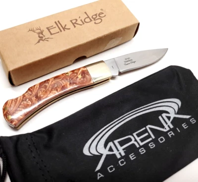 Cuchillo de Bolsillo Lockback Pequeño Caballeros EDC Hoja Imitación Perla Mármol Naranja Manual Abierto Foto 1 de 4