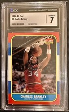 1986-87 Fleer Charles Barkley #7 Graded CGC 7 Near Mint Card/Newly Graded