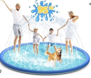 Splash Pad per Cani e Bambini, Tappetino Irrigatore Resistente Piscina Estate 95" - Blu - Foto 1 di 3