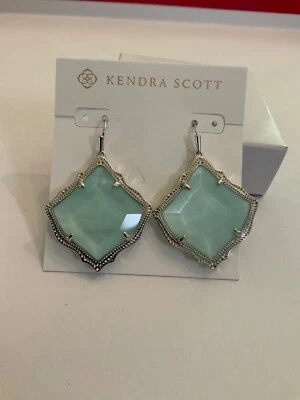 Pendientes madreperla Kendra Scott Kirsten chapados en rodio vidrio aguamarina nuevos con etiquetas Foto 1 de 4