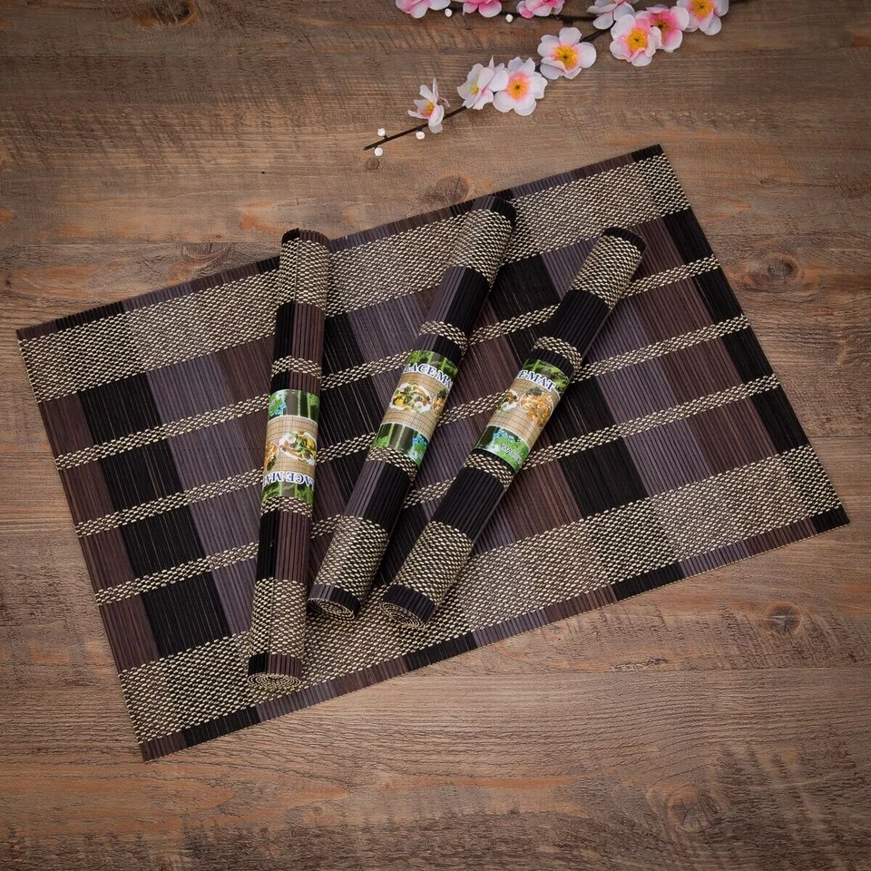 THY TRADING 18"x12" Bamboo Table Placemats Non-Slip Table Decor Mats Set of 4 for Dining