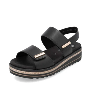 Remonte Women's Sandals Shoes Leather Black D0Q59 - Picture 1 of 11