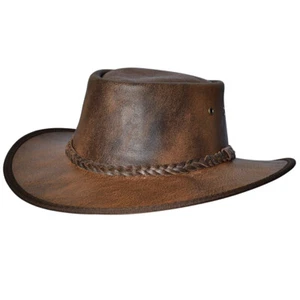 Sombrero de vaquero Hilason 67EQ aplastable de cuero de vaca marrón rojizo - Imagen 1 de 5