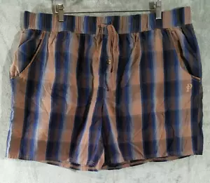 Pantaloncini Pendleton da uomo XL blu marrone a quadretti vita elastica salotto fondo - Foto 1 di 8