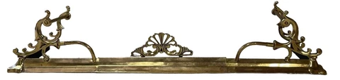 Large Beautiful & Very Decorative Victorian Art Nouveau Brass Fender / Fire Kerb Cover