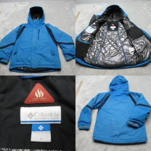 Columbia Jacket Youth 8 Blue Omni Heat Thermal Comfort Hooded Insulated Winter - Picture 1 of 18