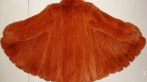 New SAKS FIFTH AVENUE 90" Swing Orange Fox Fur Jacket Coat Size 6-8 FREE SHIPPIN - Picture 1 of 6