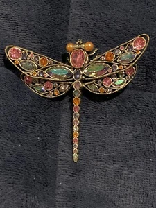 HEIDI DAUS "Darling Daring Dragonfly" Crystal Multi-colored Dragonfly Pin - Picture 1 of 4