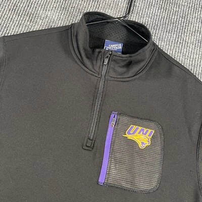 Northern Iowa Panthers UNI Pullover Sweatshirt Mens XL Extra Large Black 1/4 Zip - Image 1 of 4