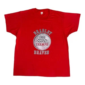 Vintage 80s Bradley University Braves T Shirt Mens XLarge 1986 MVC Champs RARE T - Picture 1 of 18