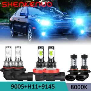 Blue LED headlight high-low beam + fog light bulbs kit for Lexus ES330 2005-2006 - Picture 1 of 12
