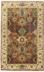 3X5 ft Vintage Style Indo-Karajeh Oriental Rug Tribal Geometric Small Carpet - Picture 1 of 16